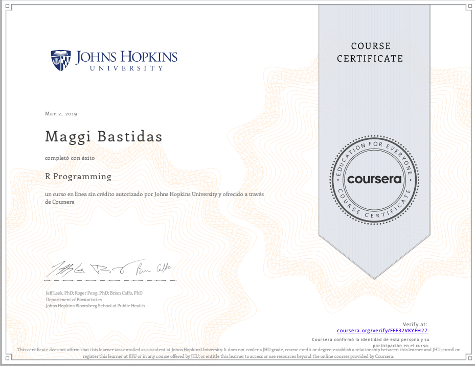 R Programming Certificate